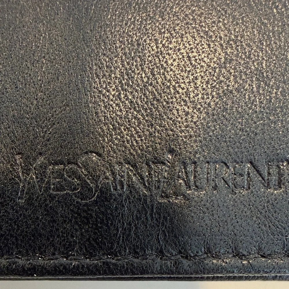 Vintage Yves Saint Laurent Midnight Black Leather Bifold Wallet Aniline Cowhide